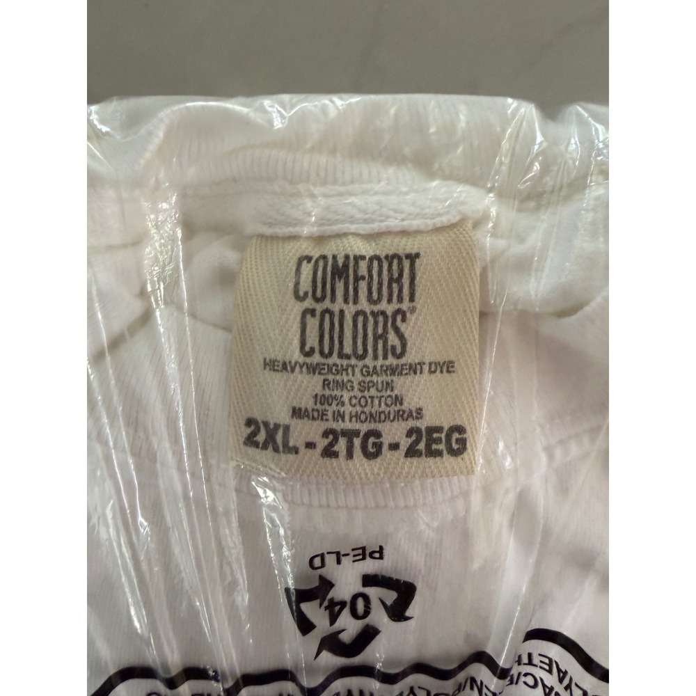 Comfort Colors White Heavyweight Garment Dye Ring Spun Cotton Pocket T-Shirt 2XL
